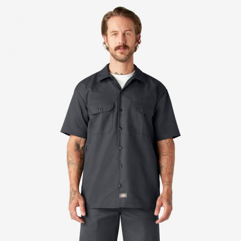 Купить рубашку Dickies ORIGINAL TWILL SHORT SLEEVE WORK SHIRT Charcoal