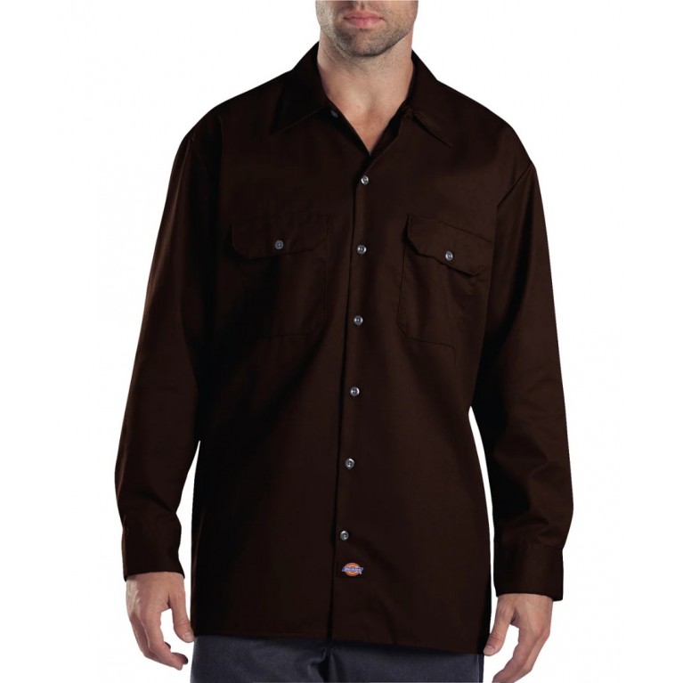 Рубашка Dickies ORIGINAL TWILL LONG SLEEVE WORK SHIRT Dark Brown