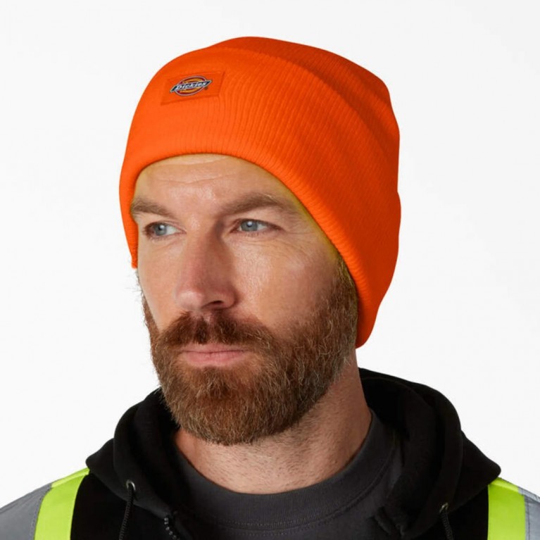 Купить шапку Dickies Acrylic Beanie Hat Knit Beanie Neon Orange
