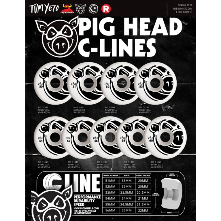Комплект колес для скейта Pig Head c-line Natural