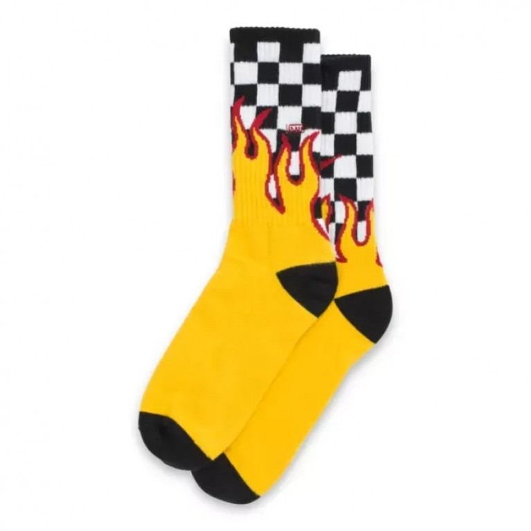 Купить носки VANS SOCKS FLAME CHECK CREW - BLACK-WHITE