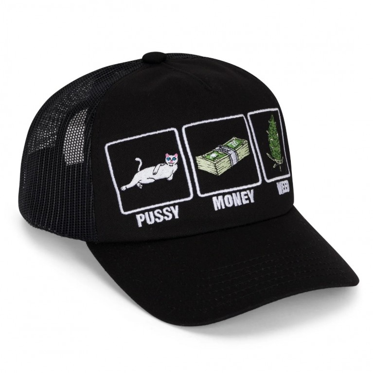 Купить кепку Ripndip Pu$$y, Money, Weed Trucker Hat Black