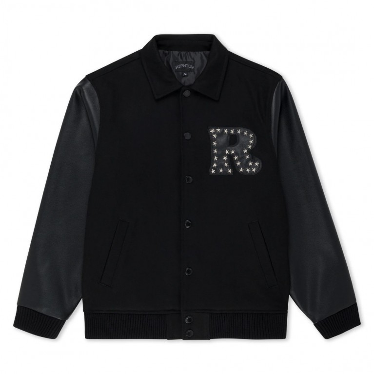 RIPNDIP RARI VARSITY JACKET BLACK