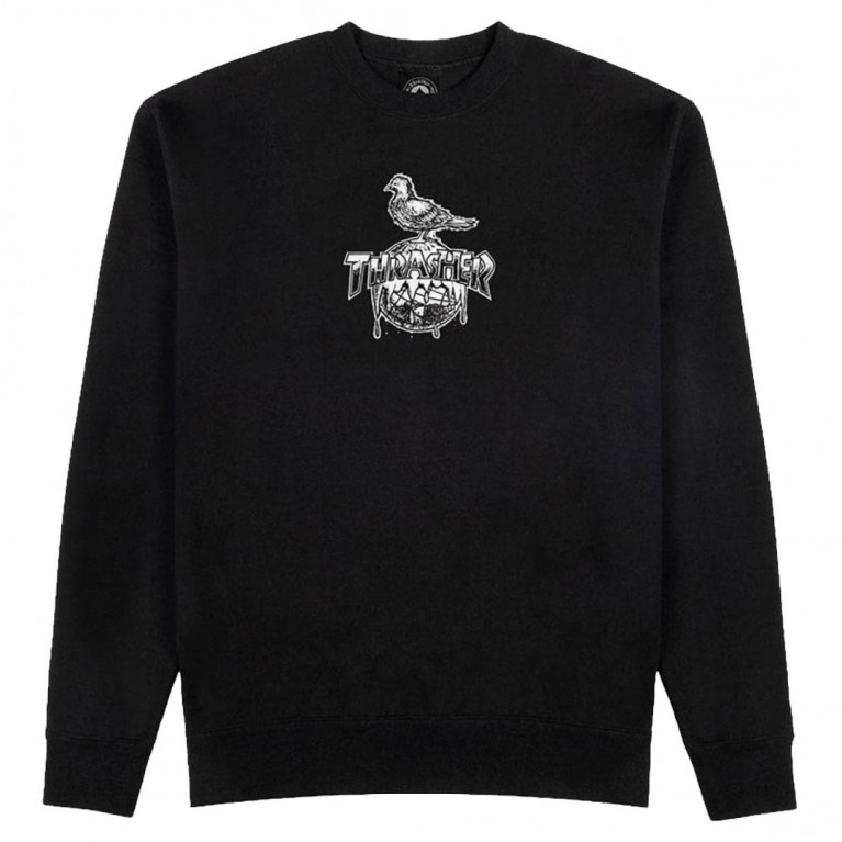 Купить кофту Thrasher Cover The Earth Crewneck Black