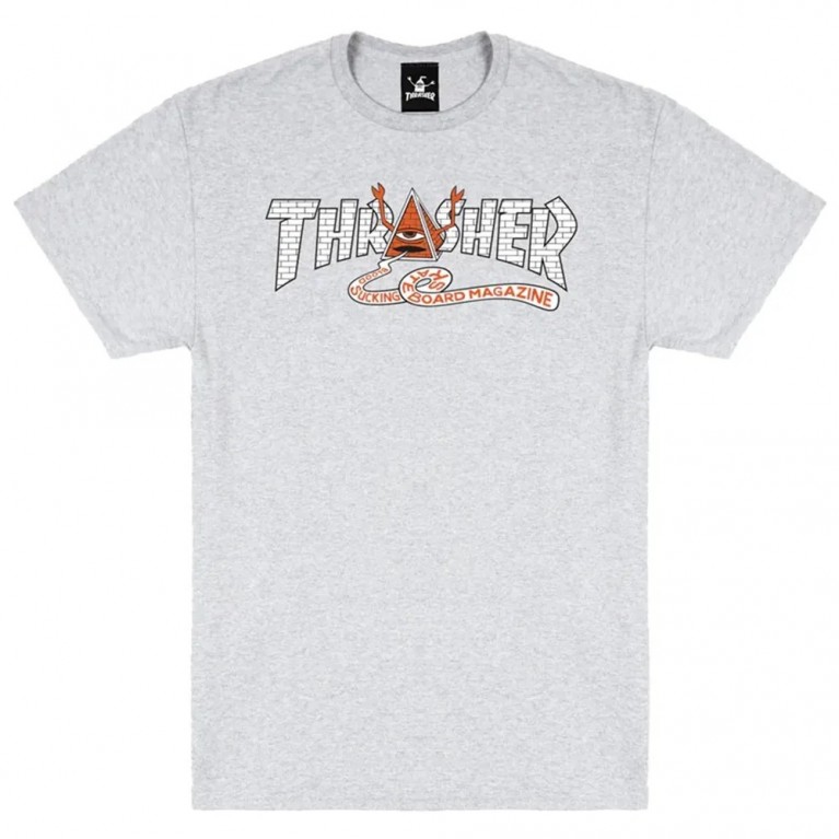 Футболка THRASHER THR X TOY MACHINE PYRAMID ASH GREY