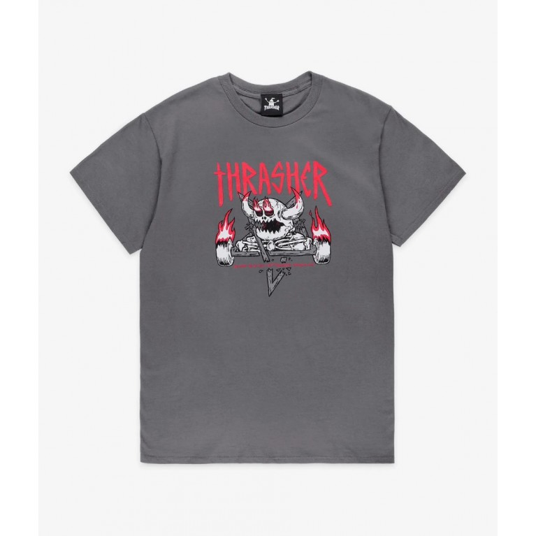 Футболка THRASHER THR X TOY MACHINE MONSTER-GRAM CHARCOAL