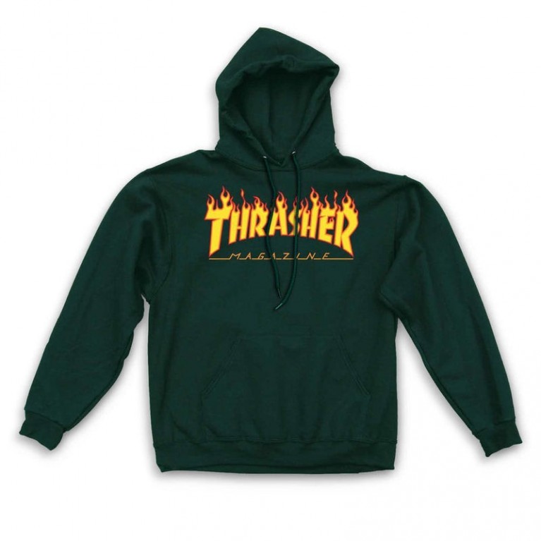 Толстовка Thrasher Flame Logo Forest Green Hoodie