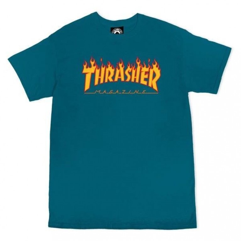 Футболка Thrasher Flame Logo Galapagos Blue