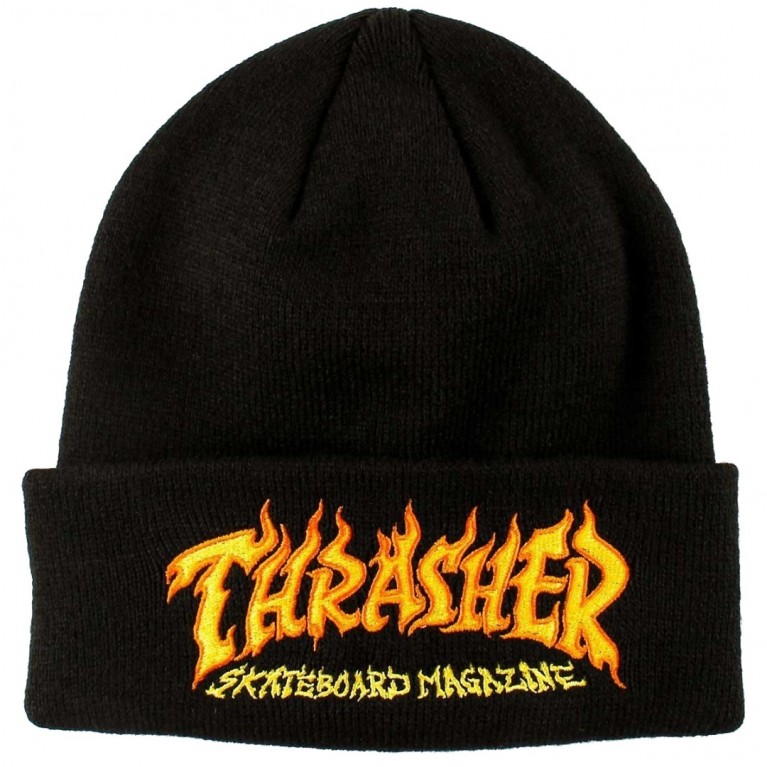 Thrasher Fire Logo Beanie Black