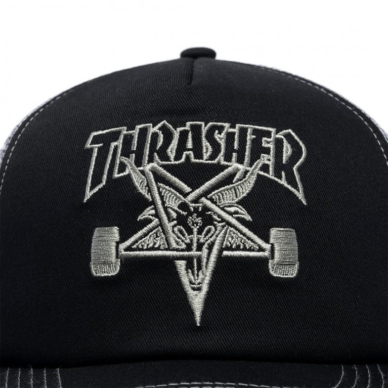 Thrasher Embroidered Skate Goat Mesh Cap Black