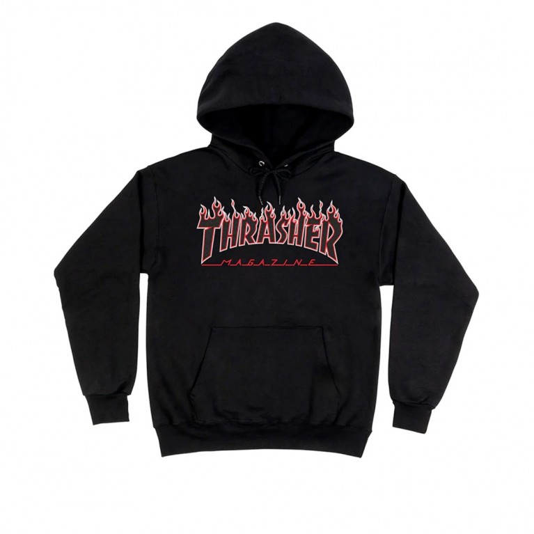 Толстовка Thrasher Flame Logo Hoodie Black / Red