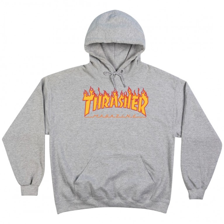 Толстовка Thrasher Flame Logo Hoodie Grey