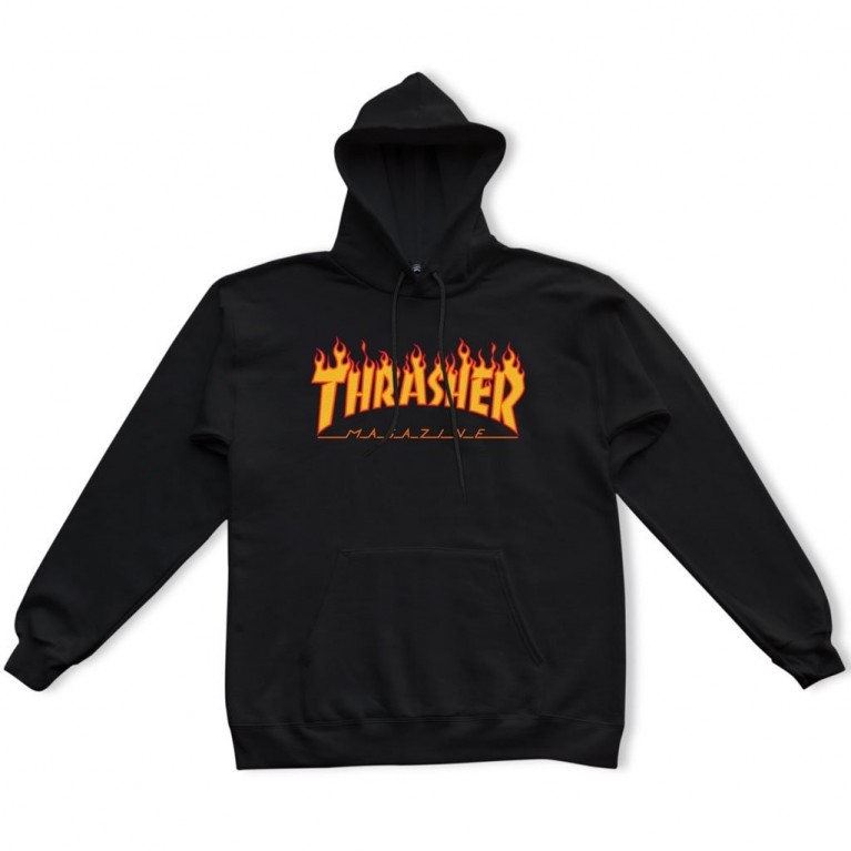 Толстовка Thrasher Flame Logo Hoodie Black