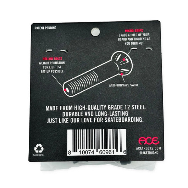 Винты Ace AF1 HOLLOW Bolts w/ Grippers Allen 7/8"