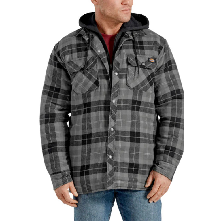 Куртка DICKIES QUILTED HOODED SHIRT JACKET SLATE/GRAPHITE PLAID