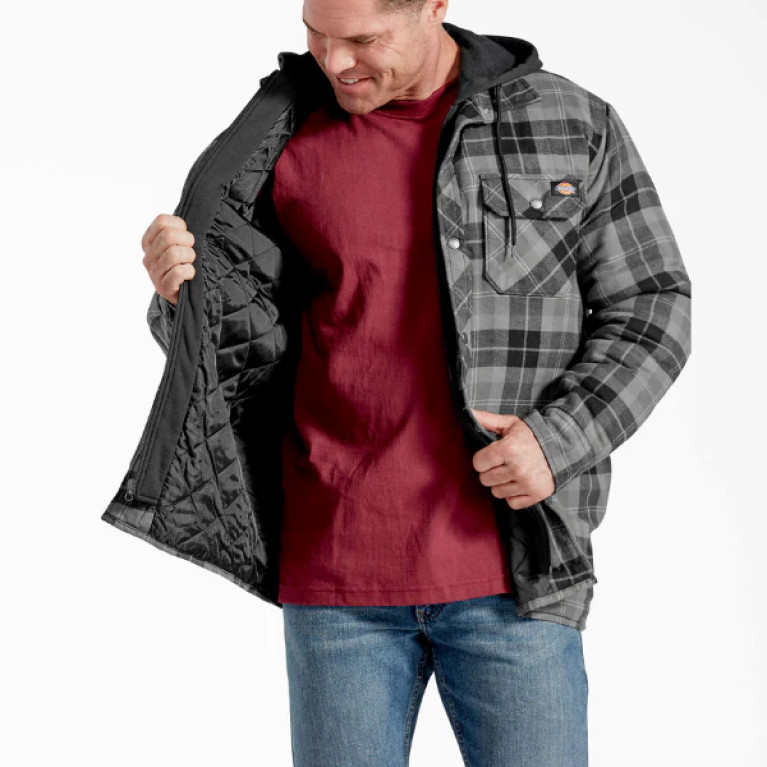 Куртка DICKIES QUILTED HOODED SHIRT JACKET SLATE/GRAPHITE PLAID