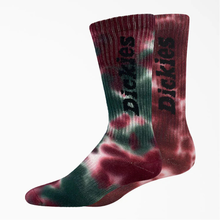 Носки DICKIES TIE DYE 2PK CREW SOCKS WINE TIE DYE