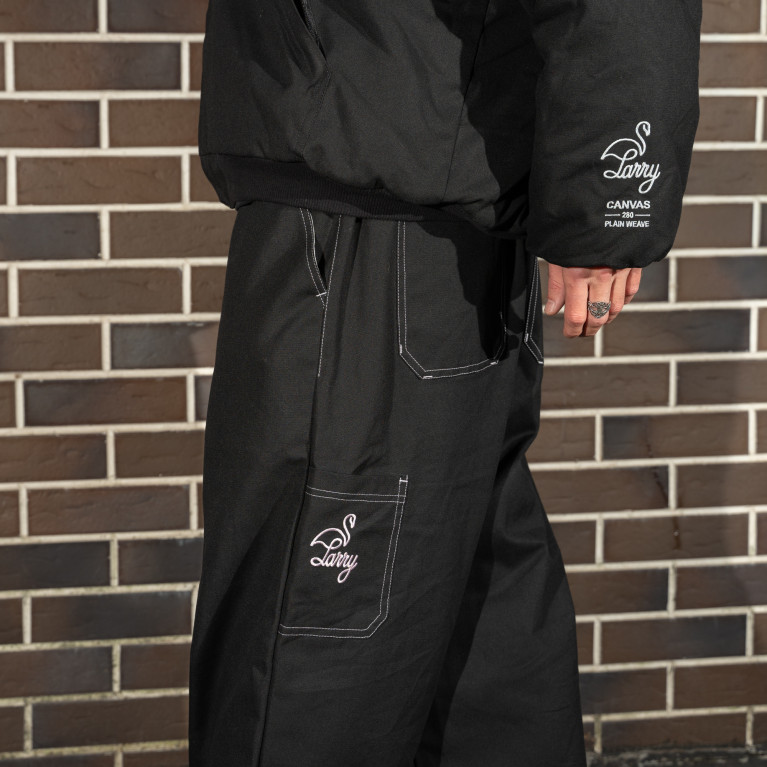 Штаны Larry Pants One Pocket Wide fit Black Pink Stiches