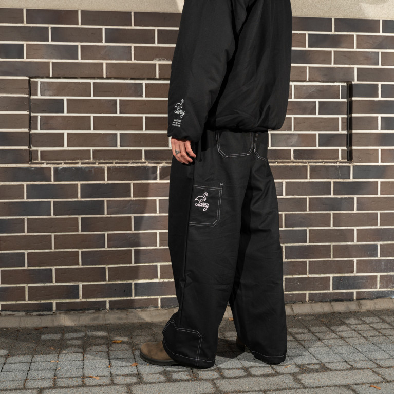 Штаны Larry Pants One Pocket Wide fit Black Pink Stiches