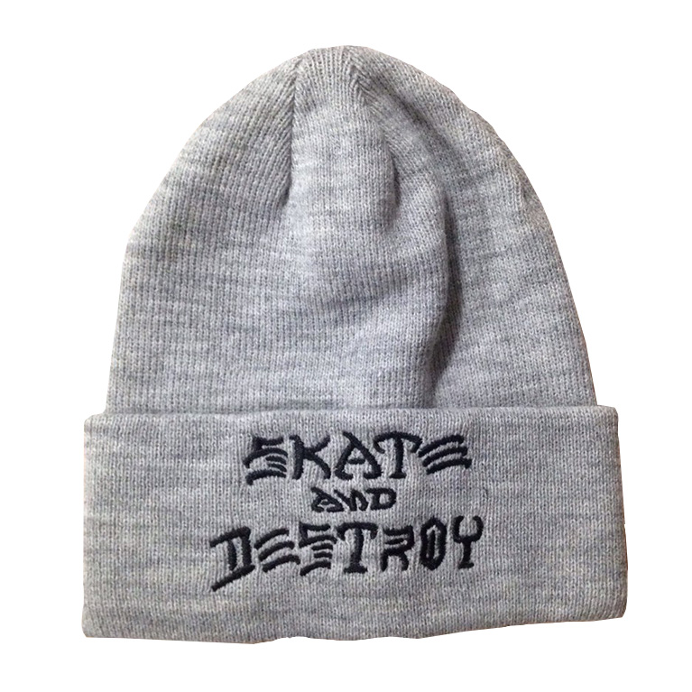 Шапка Thrasher Skate and Destroy Embroidered Beanie Gray