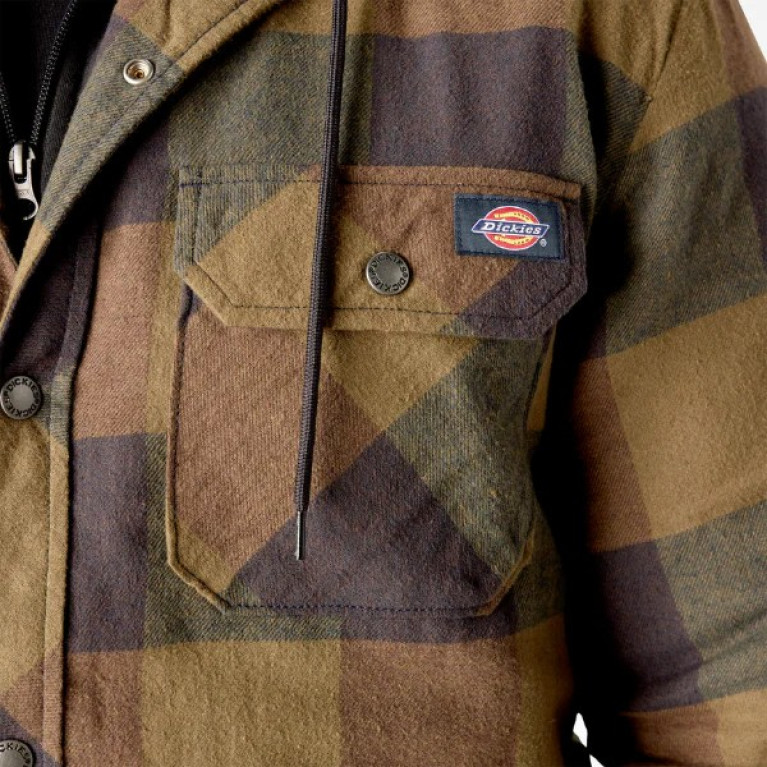 Куртка DICKIES QUILTED HOODED SHIRT JACKET Navy/Brown Duck Buffalo
