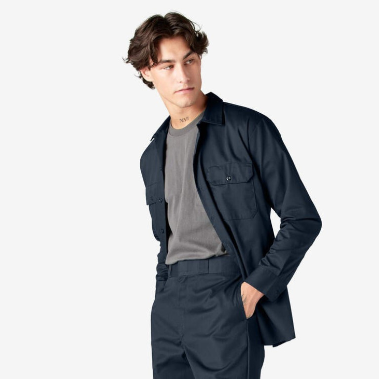 Рубашка Dickies ORIGINAL TWILL LONG SLEEVE WORK SHIRT Dark Navy
