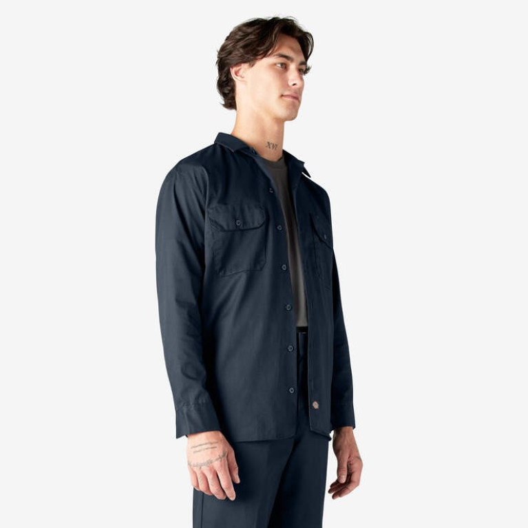 Рубашка Dickies ORIGINAL TWILL LONG SLEEVE WORK SHIRT Dark Navy