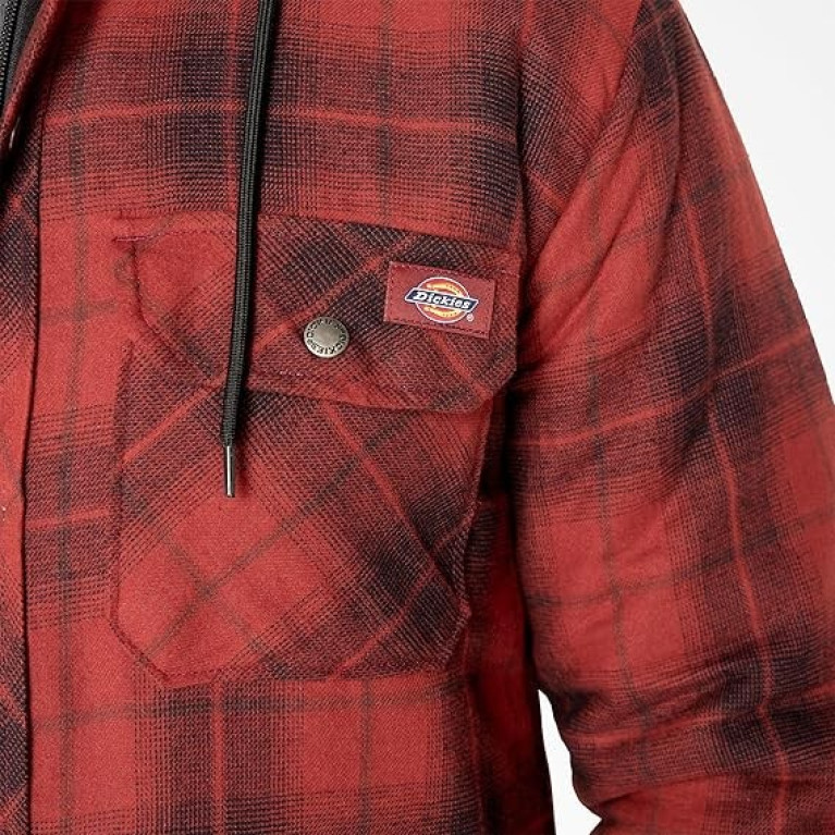 Куртка DICKIES QUILTED HOODED SHIRT JACKET Dark Navy/Brick Ombre