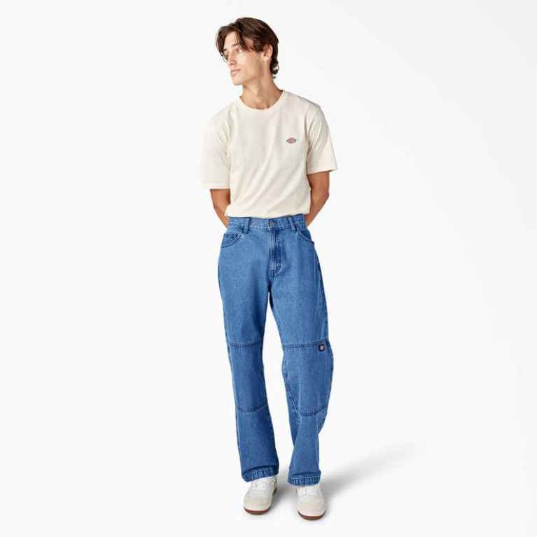 Штаны DICKIES LOOSE FIT DOUBLE KNEE DENIM PANT Stonewashed Vintage Blue