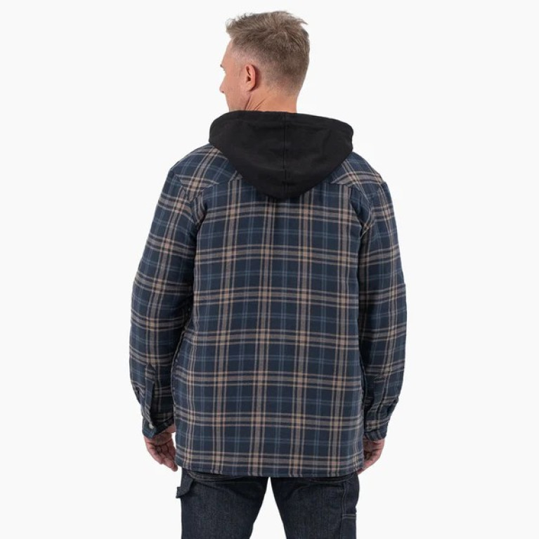 Куртка DICKIES QUILTED HOODED SHIRT JACKET Dark Navy/Mushroom Plaid