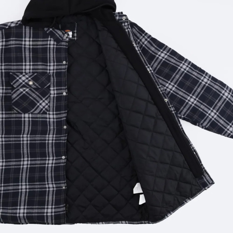 Куртка DICKIES QUILTED HOODED SHIRT JACKET Black Charcoal Plaid