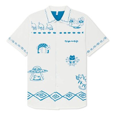 Рубашка Ripndip BLONDED KNITTED REVERSIBLE BUTTON UP OFF WHITE