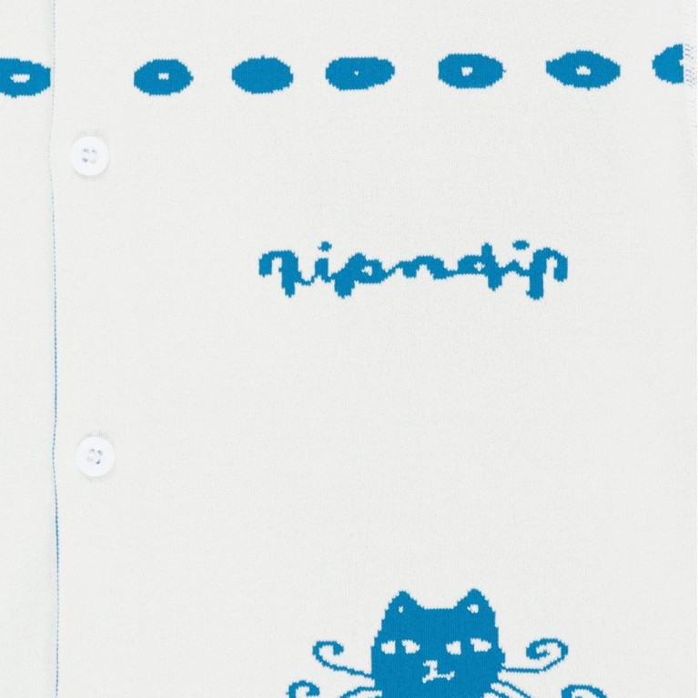 Рубашка Ripndip BLONDED KNITTED REVERSIBLE BUTTON UP OFF WHITE