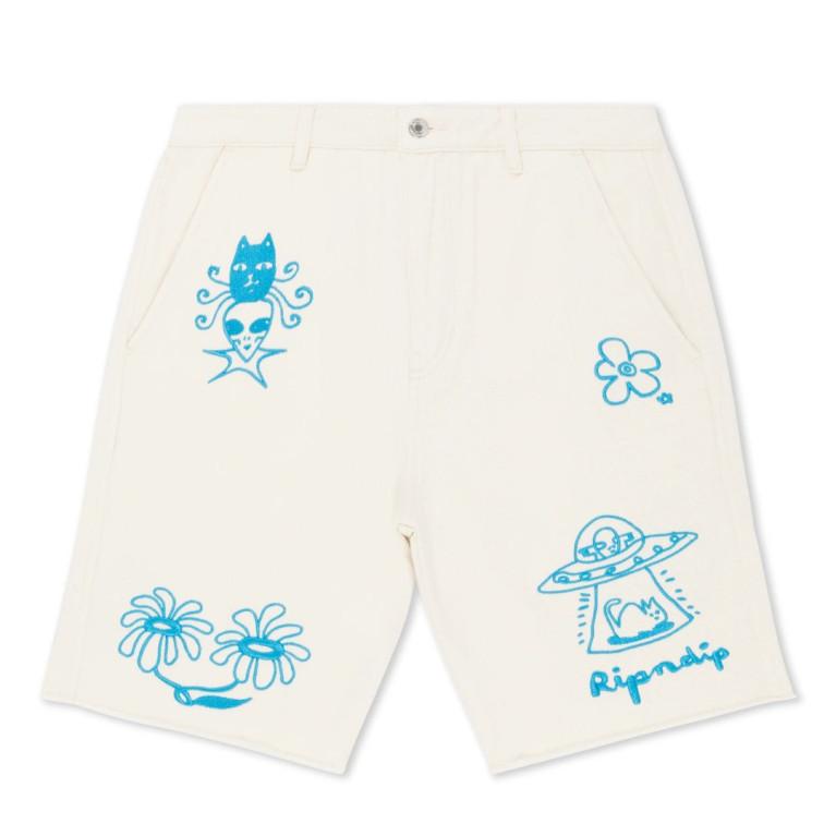 Шорты Ripndip BLONDED DENIM SHORTS OFF WHITE