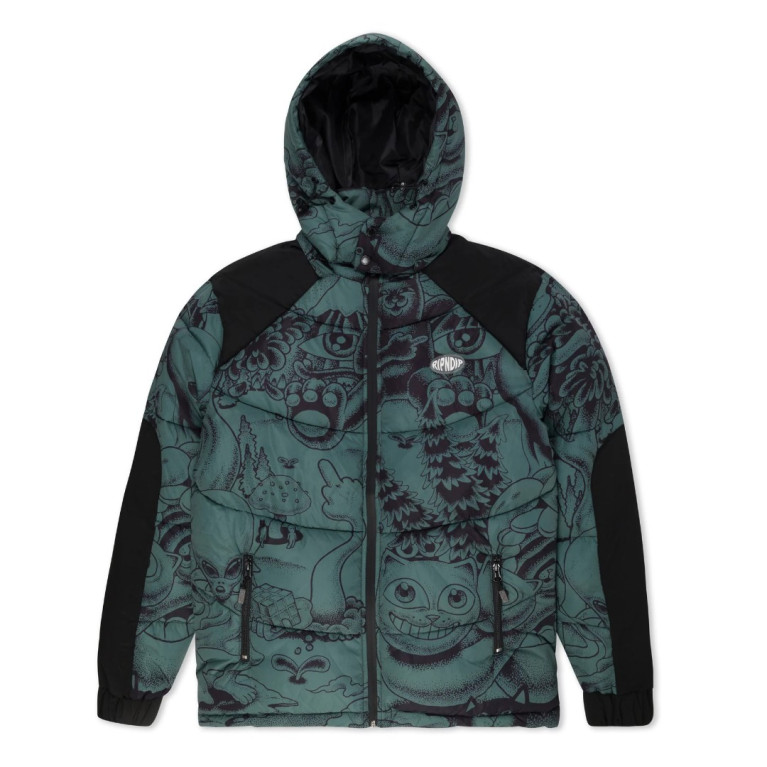 Куртка Ripndip Dark Twisted Fantasy Puffer Jacket Olive/Black