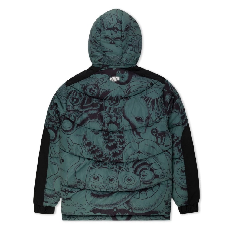 Куртка Ripndip Dark Twisted Fantasy Puffer Jacket Olive/Black