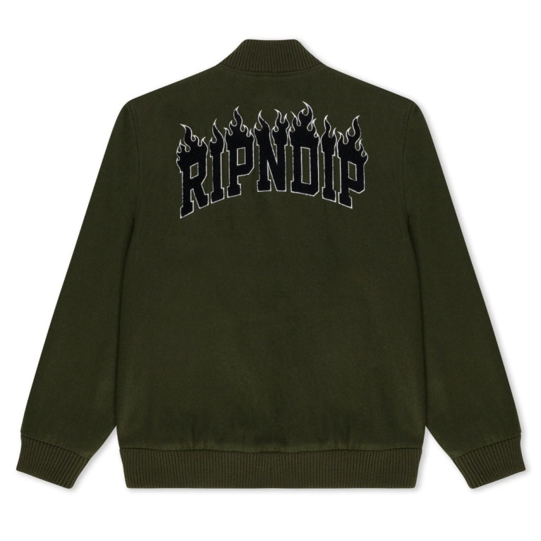 Куртка RIPNDIP FIRE SPIRIT VARSITY JACKET (LIGHT FOREST)