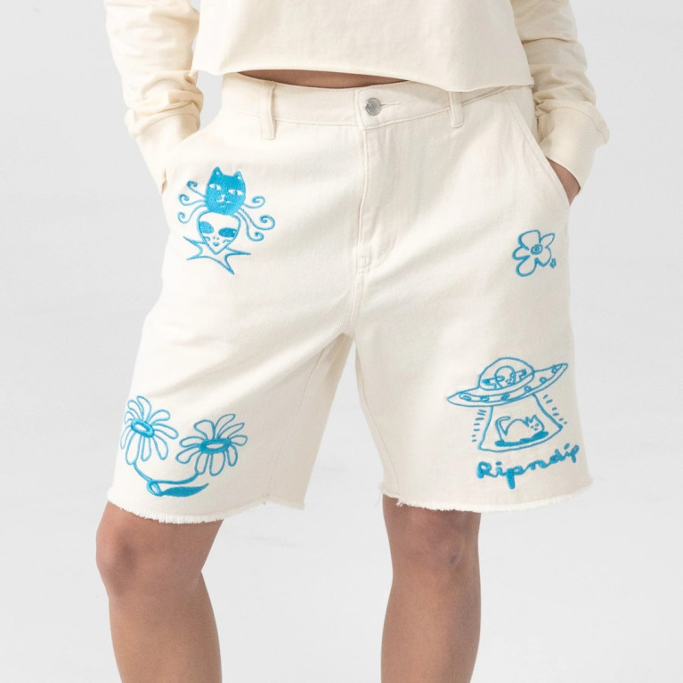 Шорты Ripndip BLONDED DENIM SHORTS OFF WHITE