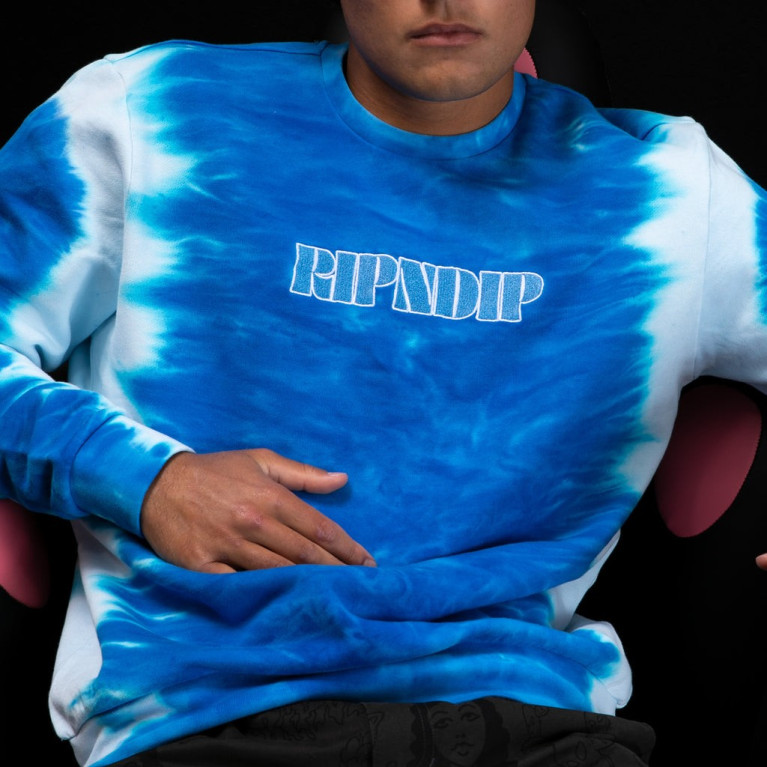 Кофта Ripndip Wilshire Embroidered Crewneck Blue Stripe Dye