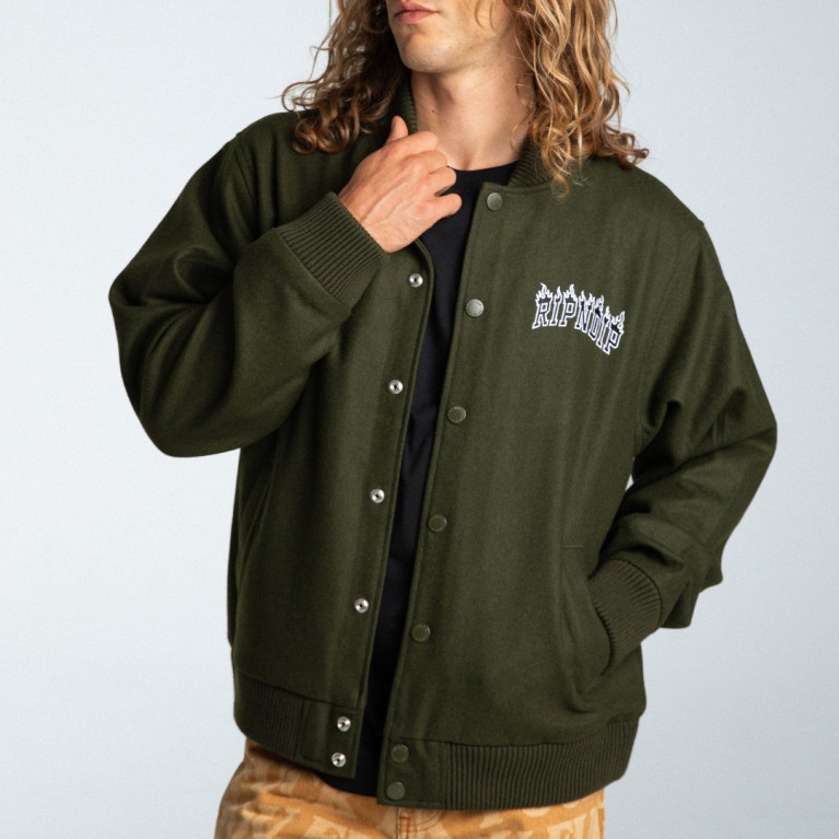 Куртка RIPNDIP FIRE SPIRIT VARSITY JACKET (LIGHT FOREST)