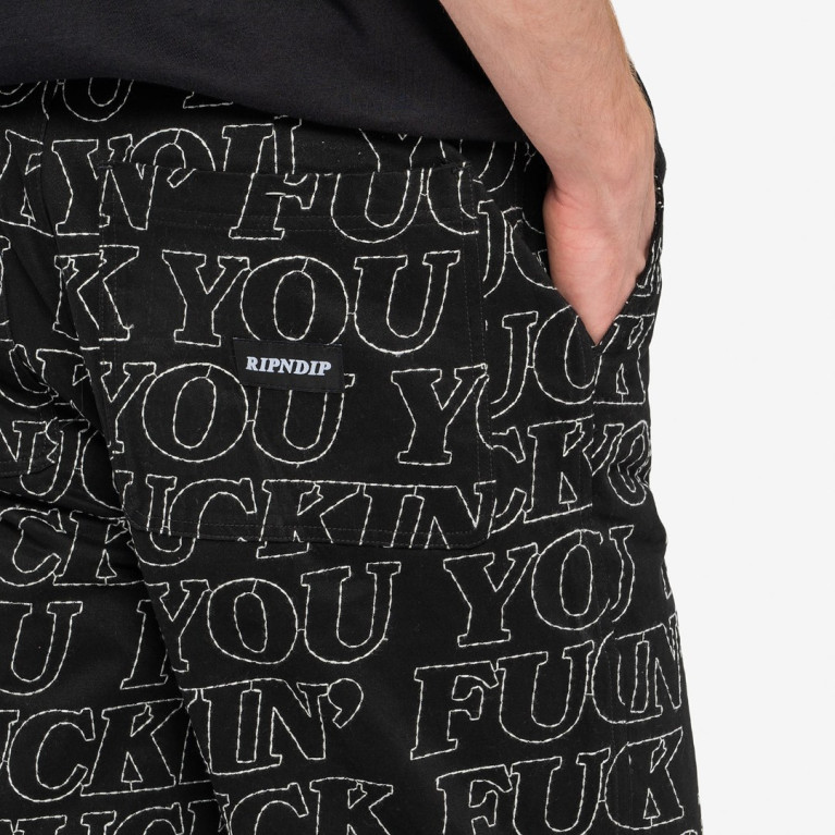Штаны Ripndip Fuckin Fuck Quilted Wide Leg Pants Black