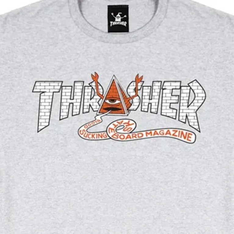 Футболка THRASHER THR X TOY MACHINE PYRAMID ASH GREY
