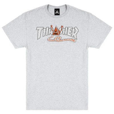 Футболка THRASHER THR X TOY MACHINE PYRAMID ASH GREY