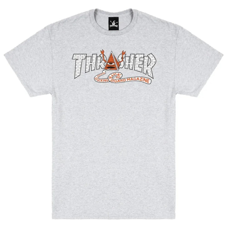 Футболка THRASHER THR X TOY MACHINE PYRAMID ASH GREY