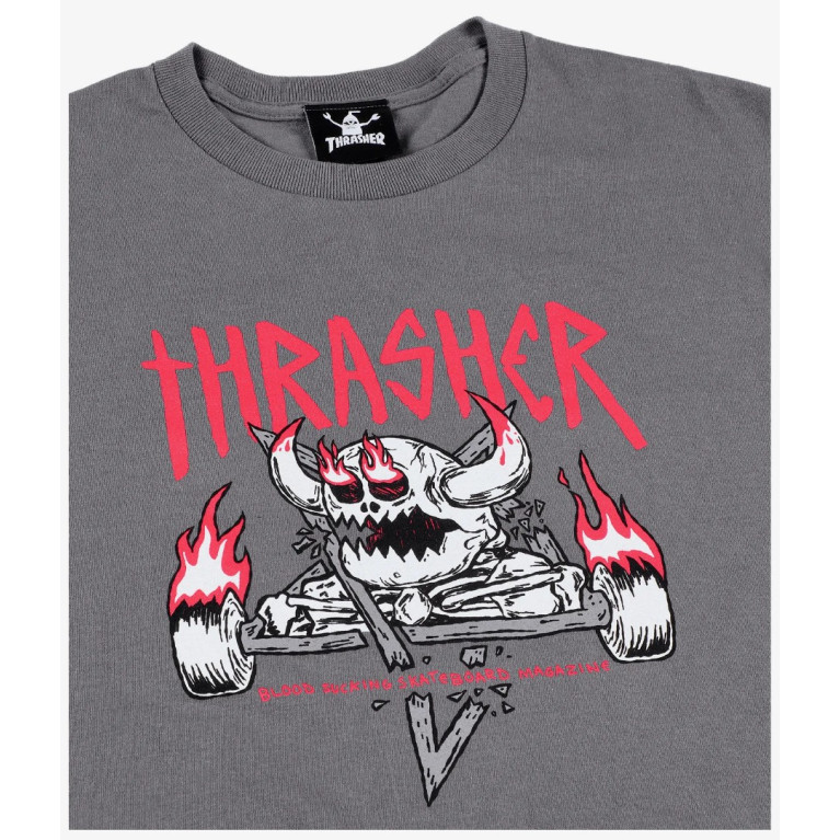 Футболка THRASHER THR X TOY MACHINE MONSTER-GRAM CHARCOAL