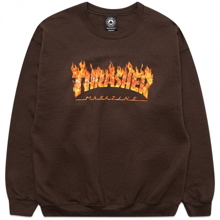 Кофта Thrasher Inferno Crewneck Dark Chocolate