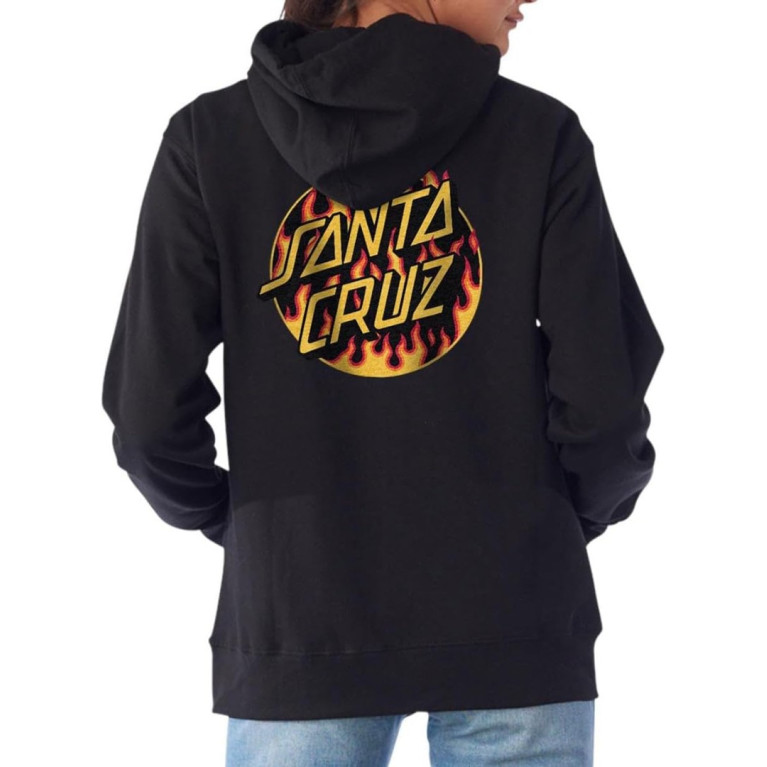 Толстовка SANTA CRUZ x THRASHER FLAME DOT P/O HOODED MID WEIGHT BLACK