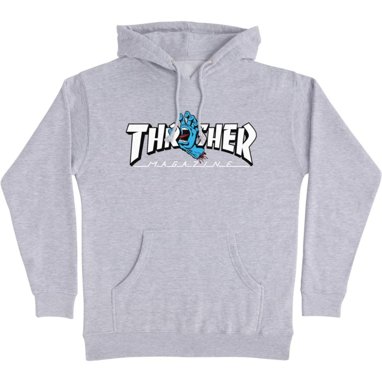 Толстовка SANTA CRUZ x THRASHER SCREAMING LOGO P/O HOODED HEAVYWEIGHT GREY HTHR