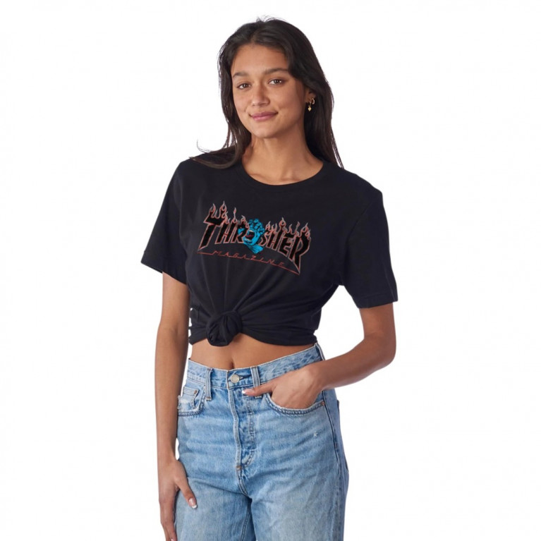 Футболка SANTA CRUZ x THRASHER SCREAMING FLAME LOGO S/S REGULAR PIGMENT BLACK