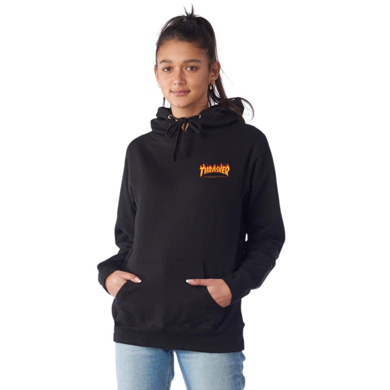 Толстовка SANTA CRUZ x THRASHER FLAME DOT P/O HOODED MID WEIGHT BLACK